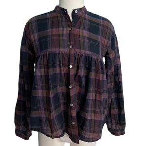 Elizabeth & James plaid buttoned top sz- XS